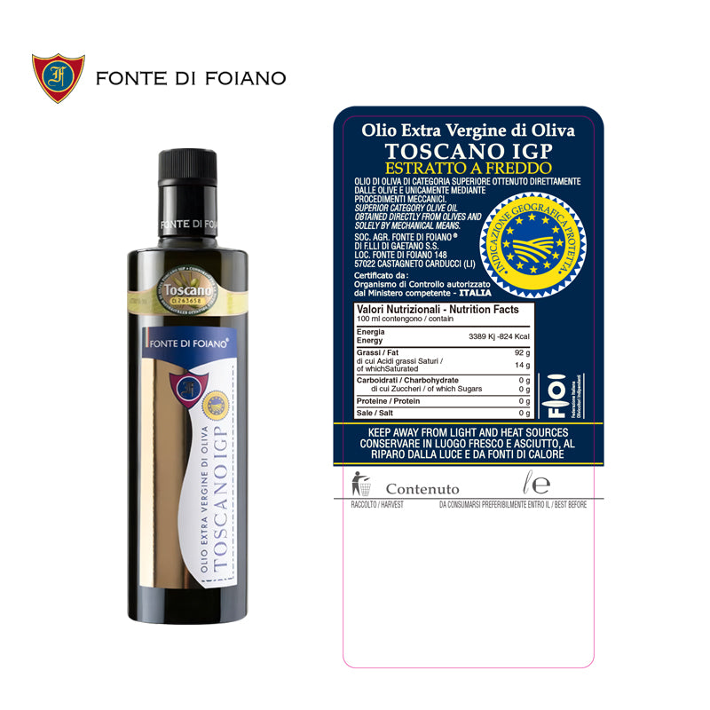 丰迪福亚诺特级初榨橄榄油 TOSCANO IGP 500ml 空运进口 京东自营仓控温存储